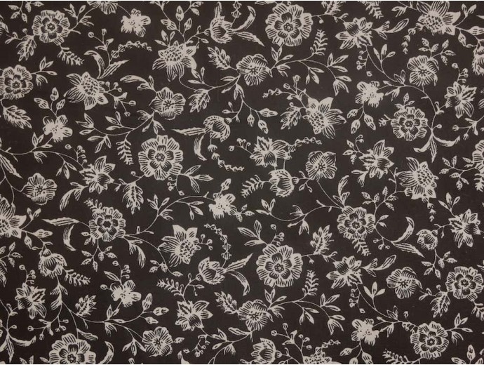 Printed Cotton Poplin Fabric - Vintage Vines Black